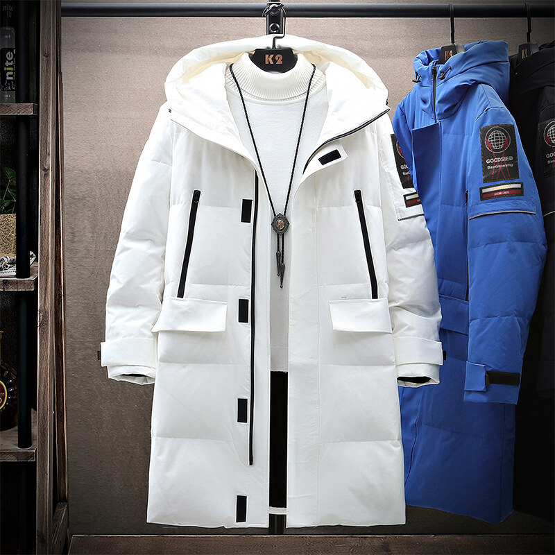 Down Men's Mid-length Couple's Over-the-knee Long Thick Winter Jacket