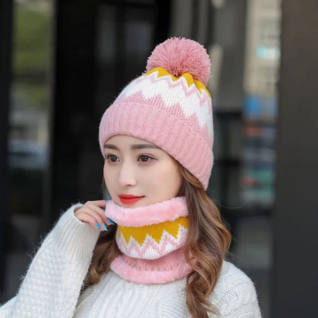 Women's Woolen Hats Bib Cycling Fleece Thickening Pink - Shop at LoveMi