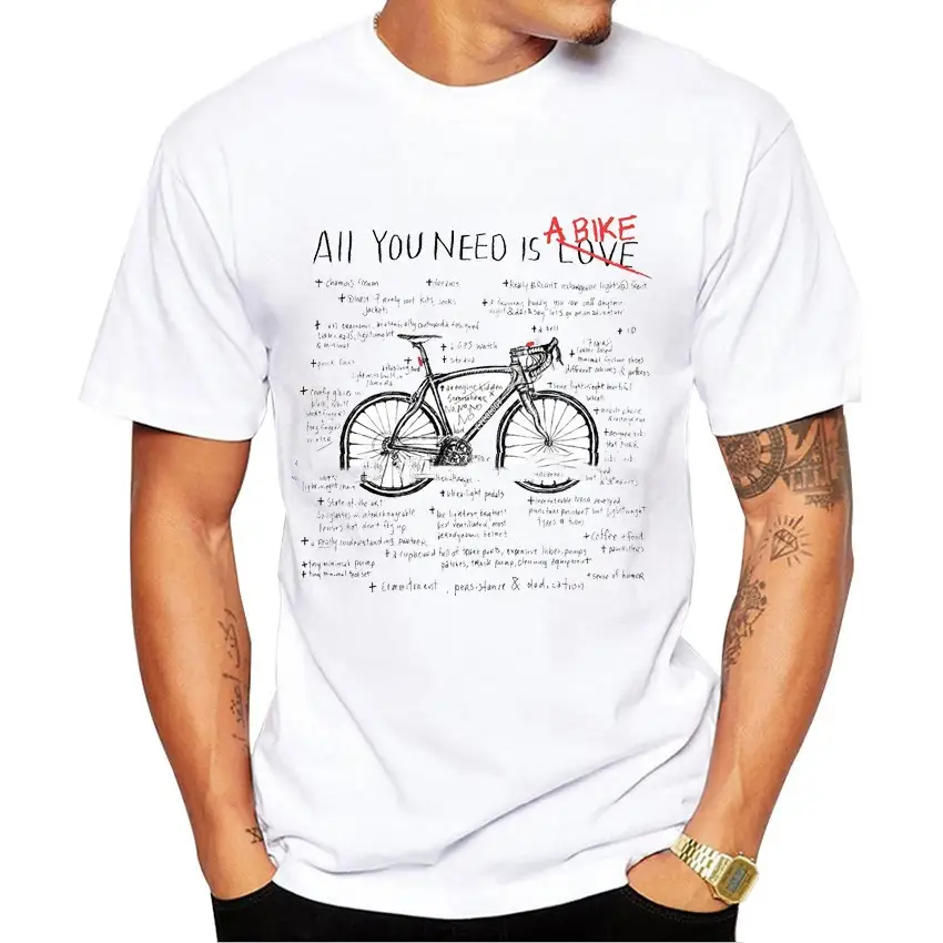 Men's Crew Neck Bike Print Funny Short Sleeve