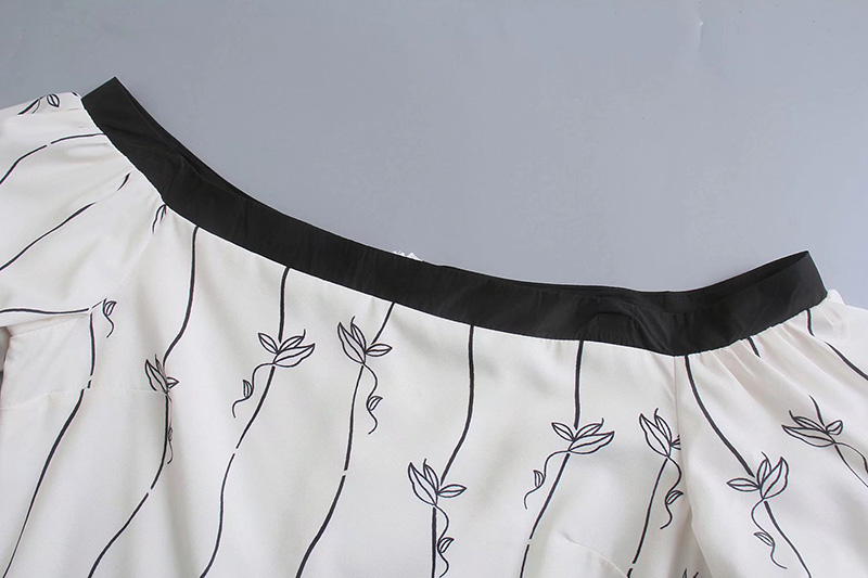 Retro Contrast Color Stitching Print Temperament Slim Slim Dress - 11