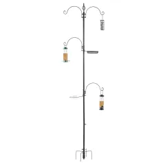 93inch Iron With Four Hooks, With Bird Feeder Black Courtyard Bird Feeder - Black - View 1