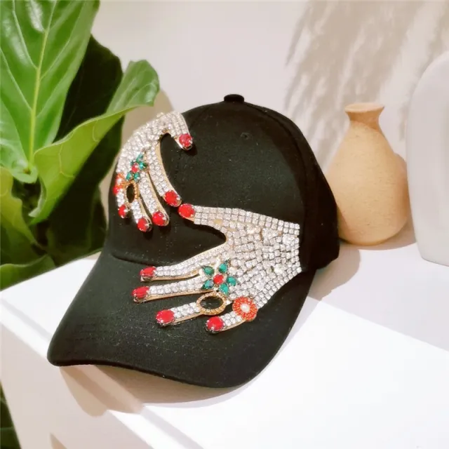 Gorgeous Ring Rhinestone Women's Fashion Hat Black - Shop at LoveMi