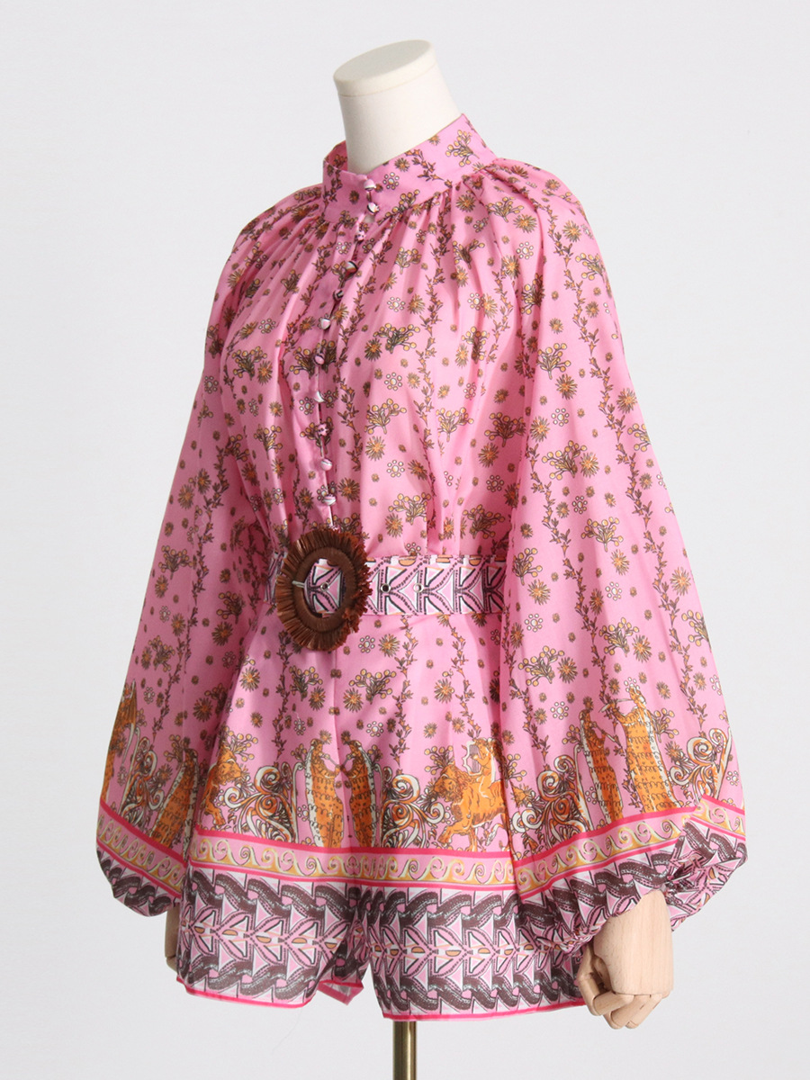 Single Breasted Printed Two-piece Set For Women