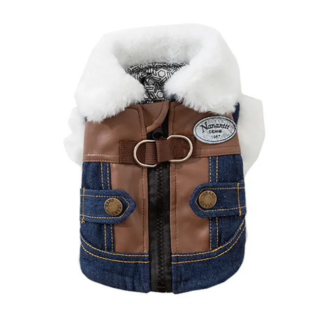 Cat Clothing For Autumn And Winter Warmth And Thickening, Small Dog Adult Kitten Winter Denim Two legged Cotton Coat, Dog Pet Clothing Deep Blue - Shop at LoveMi