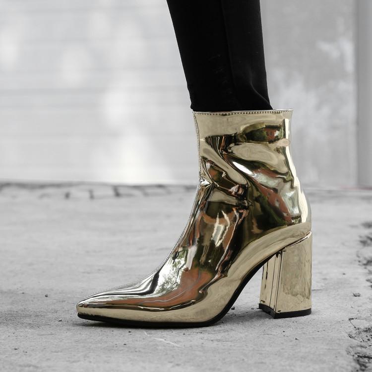 Title 2, Working thick heel gold and silver plus size sh...