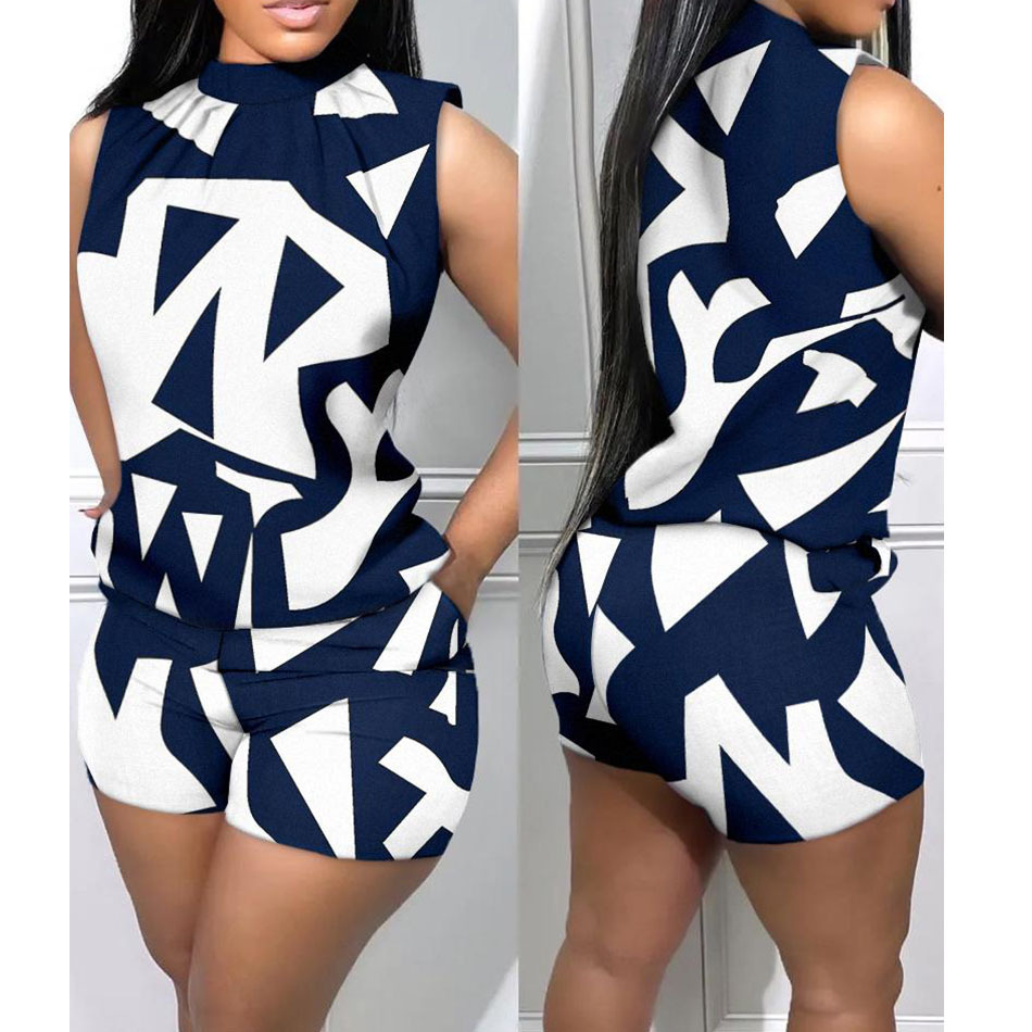 Title 3, New Fashion Sleeveless Printed Shorts Suit for ...