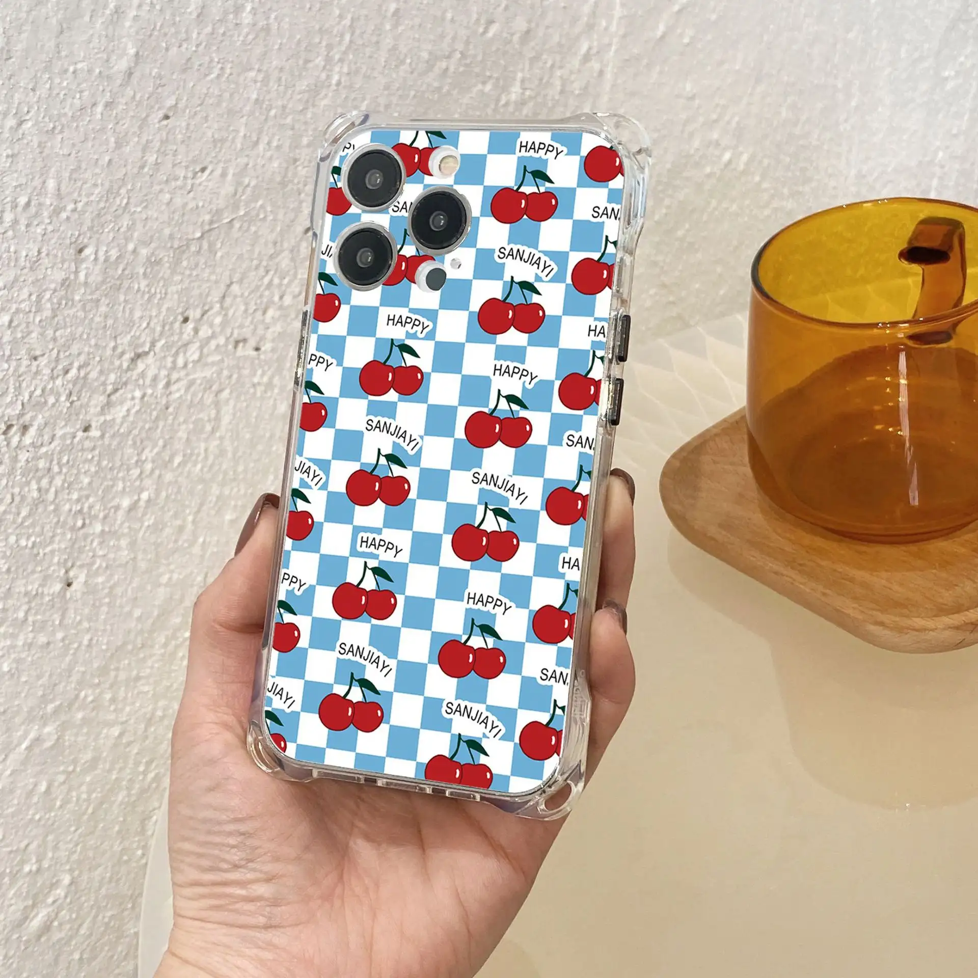 Four-corner Hole Cherry Anti-fall Mobile Phone Case