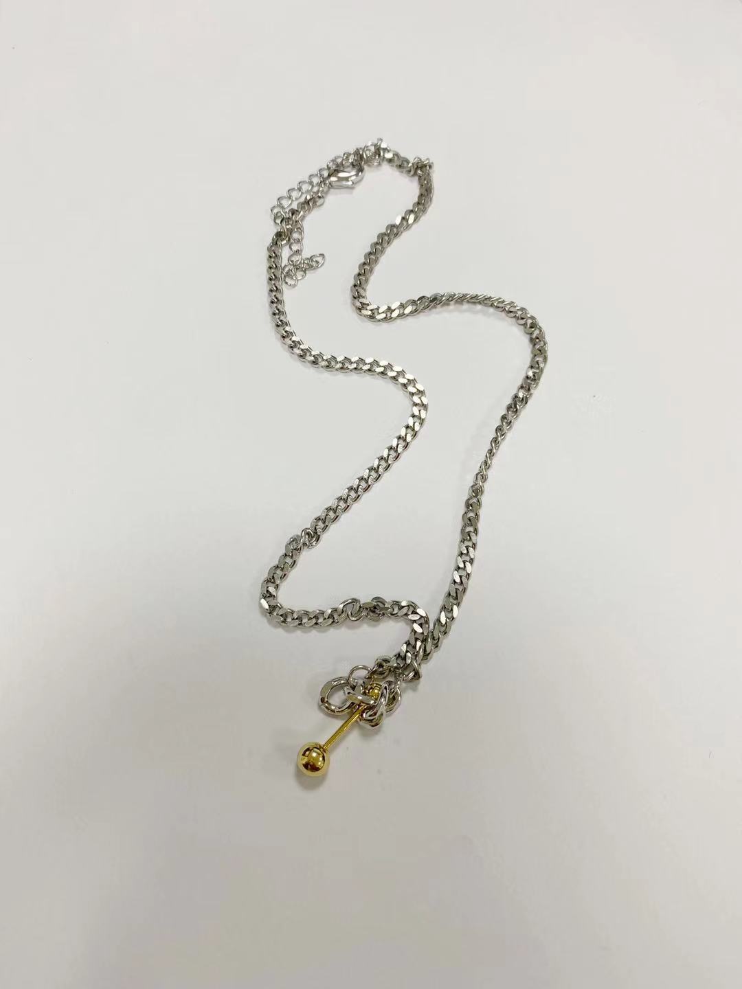 Balance Ball Street Hip Hop Metallic Stainless Steel Gold Plated Necklace Necklace