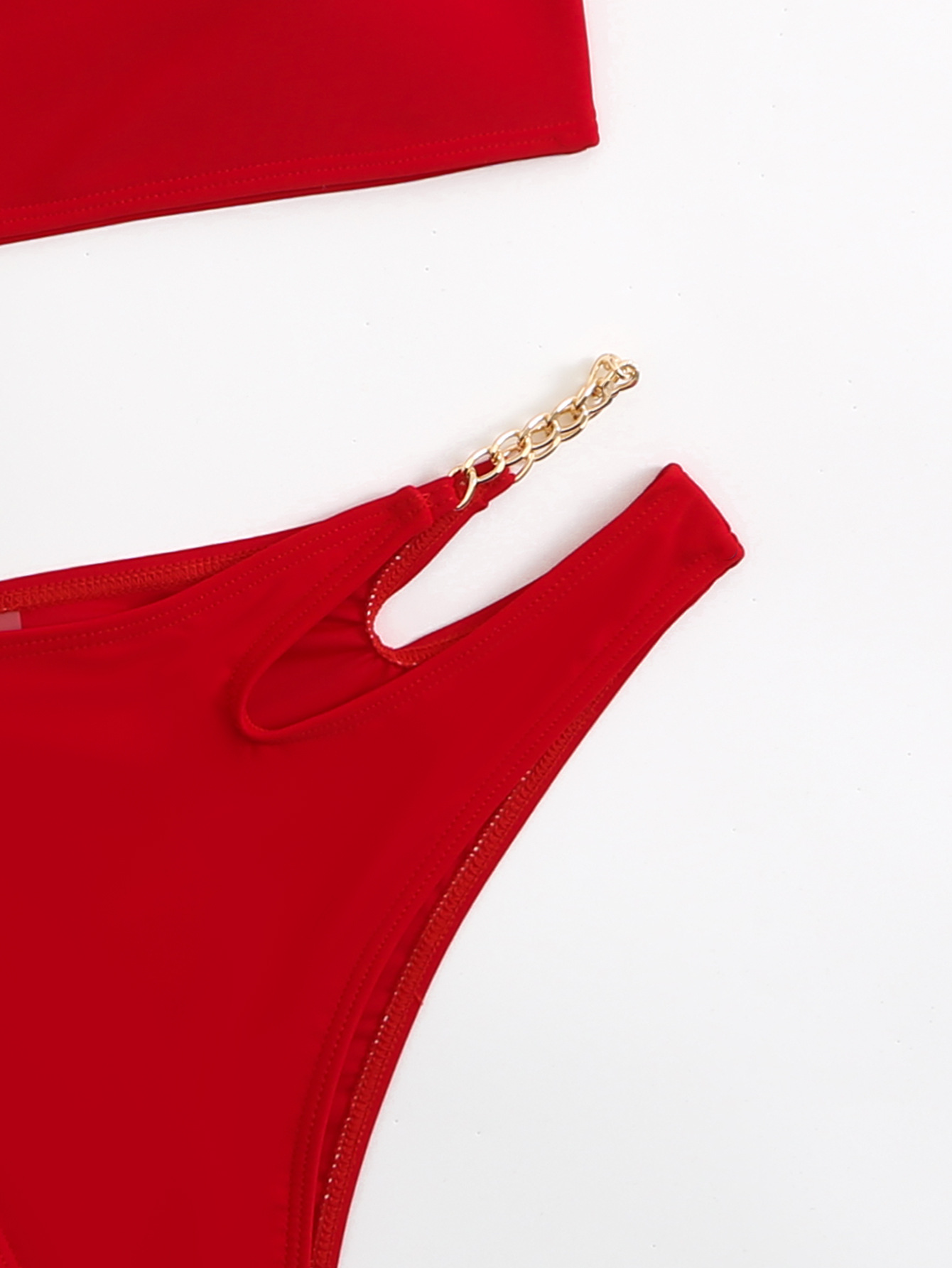 Suspended Neck Tie Up Split Swimsuit - Image 4
