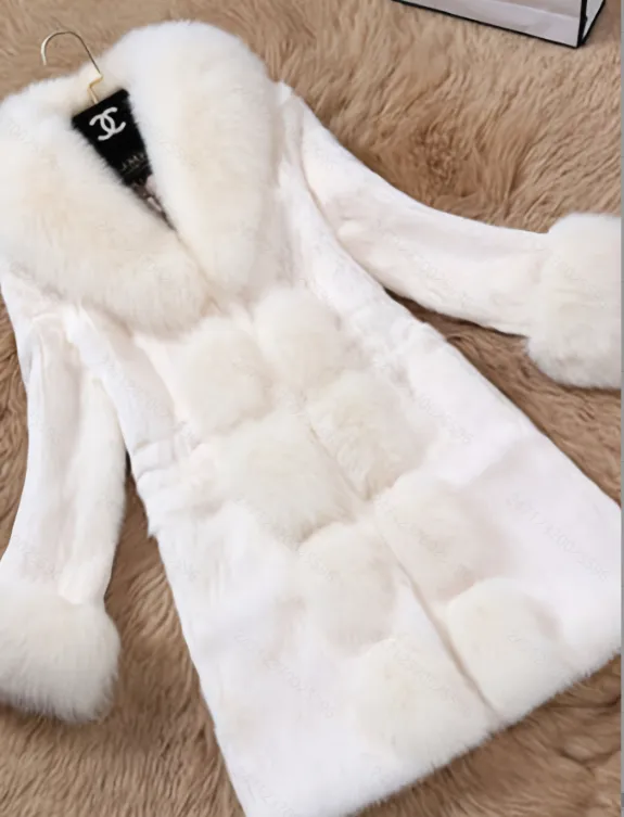 New Women's Long Sleeved Fleece Coat White - Shop at LoveMi
