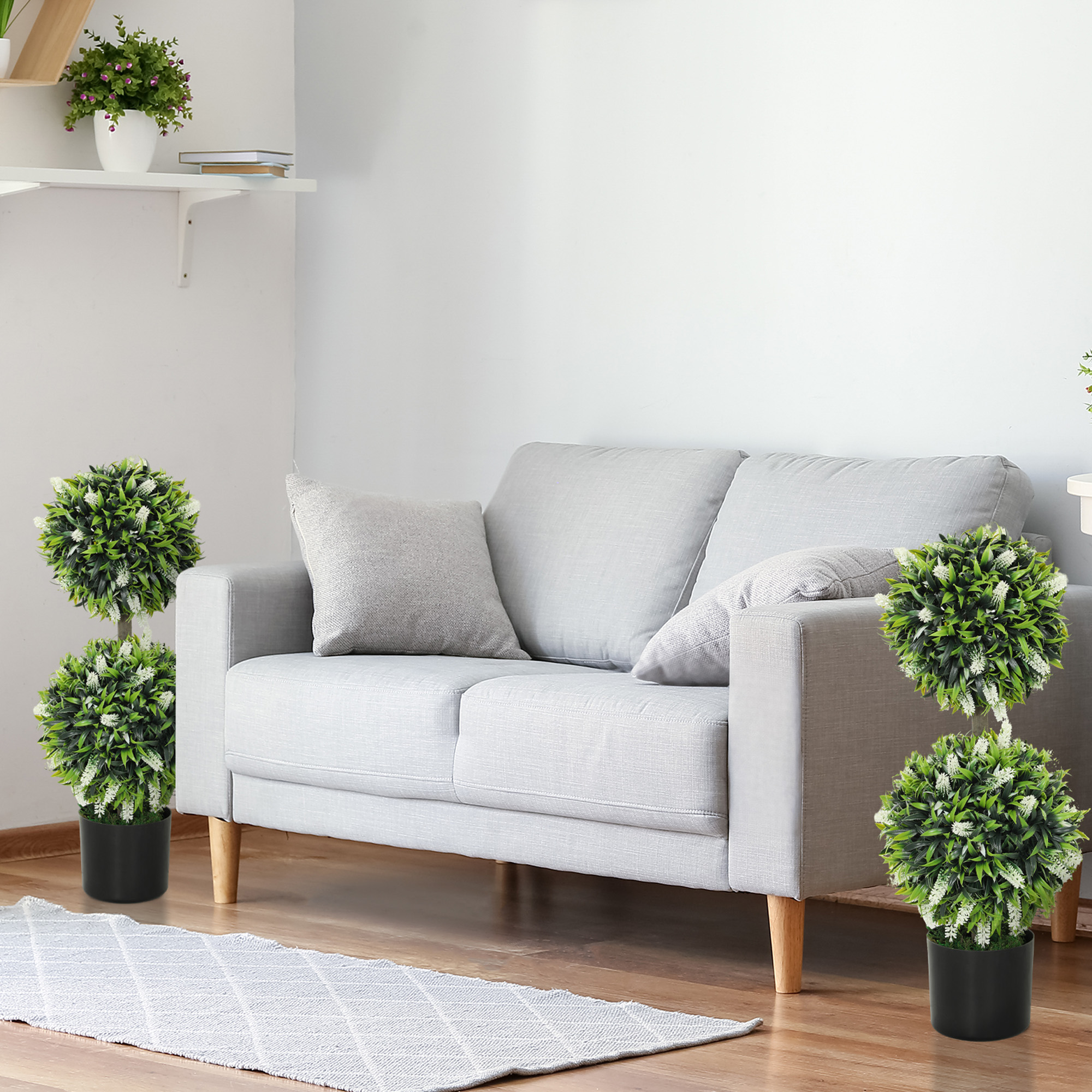 Two-piece Decorative Artificial Plant Ball Tree, With Lavender Potted Plants — image 9