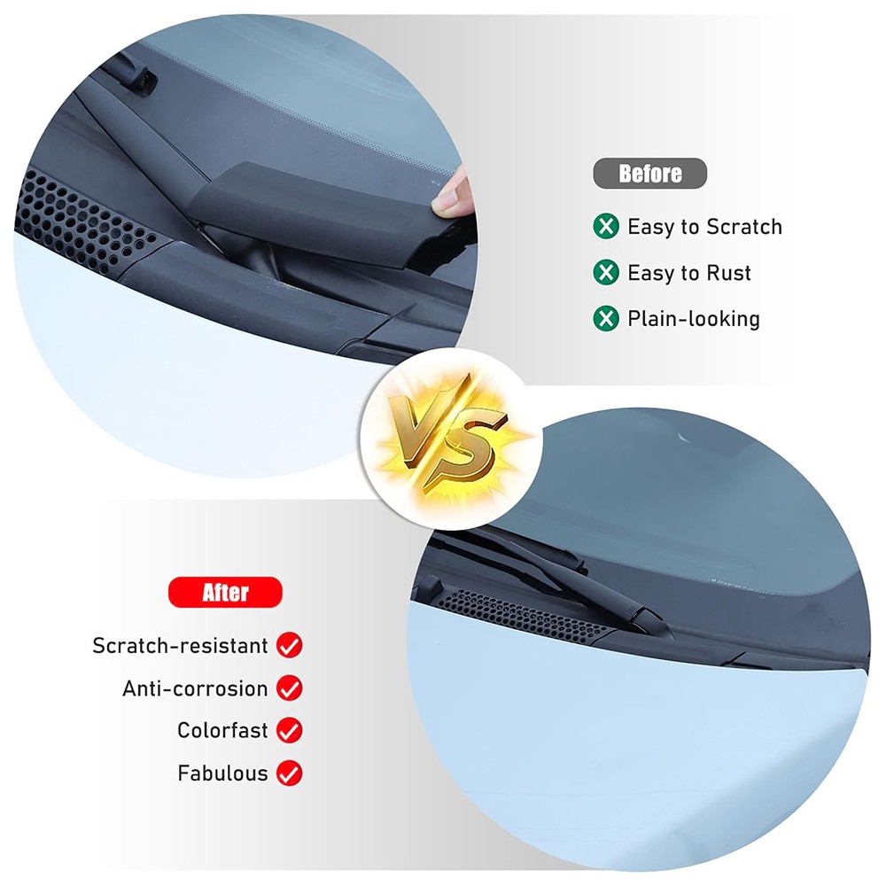 1 Pair Black Wiper Scuttle Panel Trim Covers for Fiat 500 Abarth 735452712 — image 5