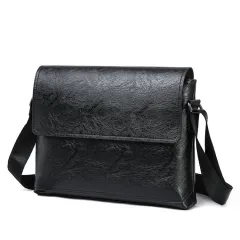 Business Casual Pu One Shoulder Diagonal Bag Multifunctional Solid Color Briefcase - Black - View 1