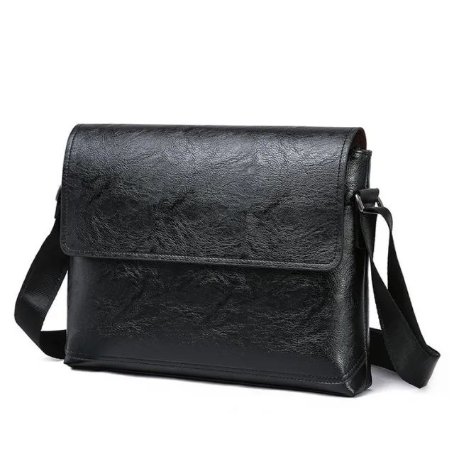 Business Casual Pu One Shoulder Diagonal Bag Multifunctional Solid Color Briefcase Black - Shop at LoveMi