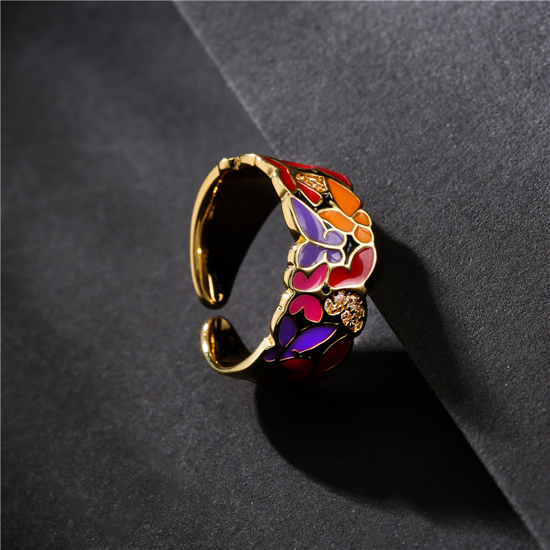 Fashionable Personality Dripping Copper Micro-inlaid Zircon Butterfly Ring Female — foto 3