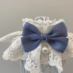 Cat Scarf Pet Jewelry Bell Bow - Blue - View 1