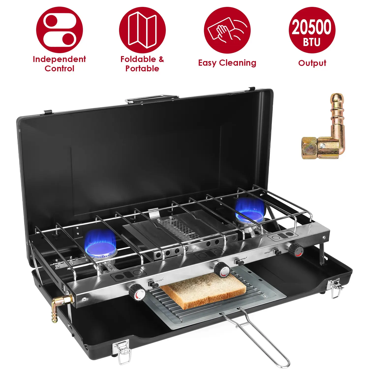 3 Burner Camping Stove 20000 BTU Portable