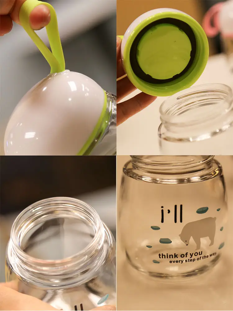 Portable Glass Mini Cute Polar Bear Penguin Cartoon Handy Cup