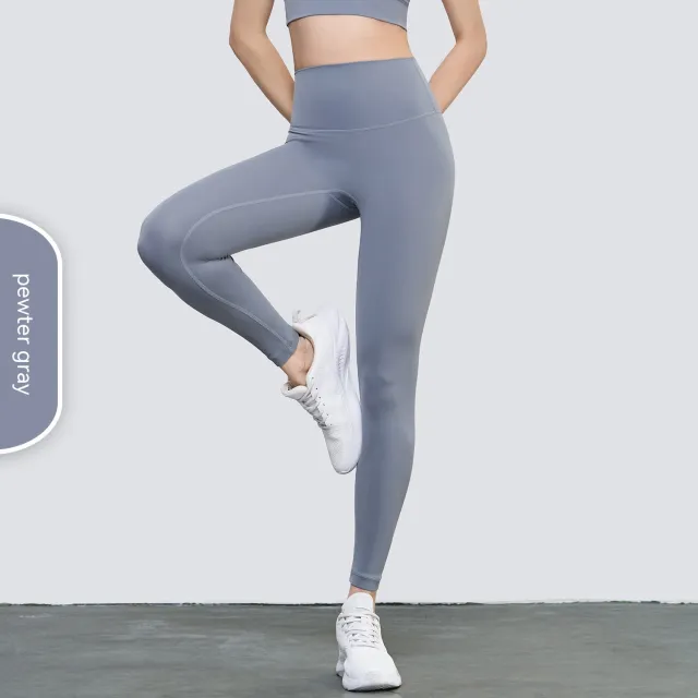 Women's Fashion Casual Pure Color Tight Peach Hip Raise Yoga Pants Green Gray - Shop at LoveMi