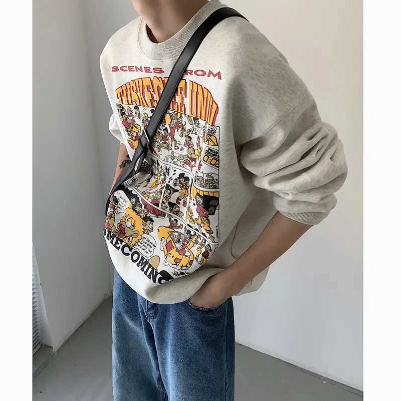 Street Trend Cartoon Print Sweatshirt Crew Neck Sweater