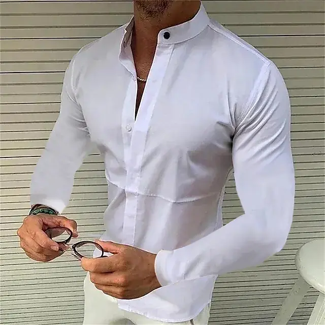 Men's Shirt Made Of Pure Colored Imitation