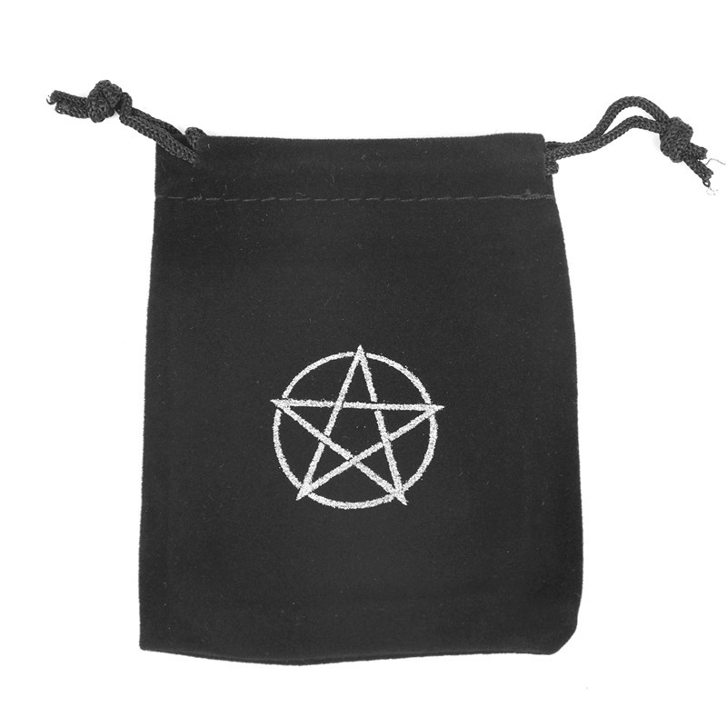 Title 5, Black Pentagram Symbol Drawstring Flannel Bag