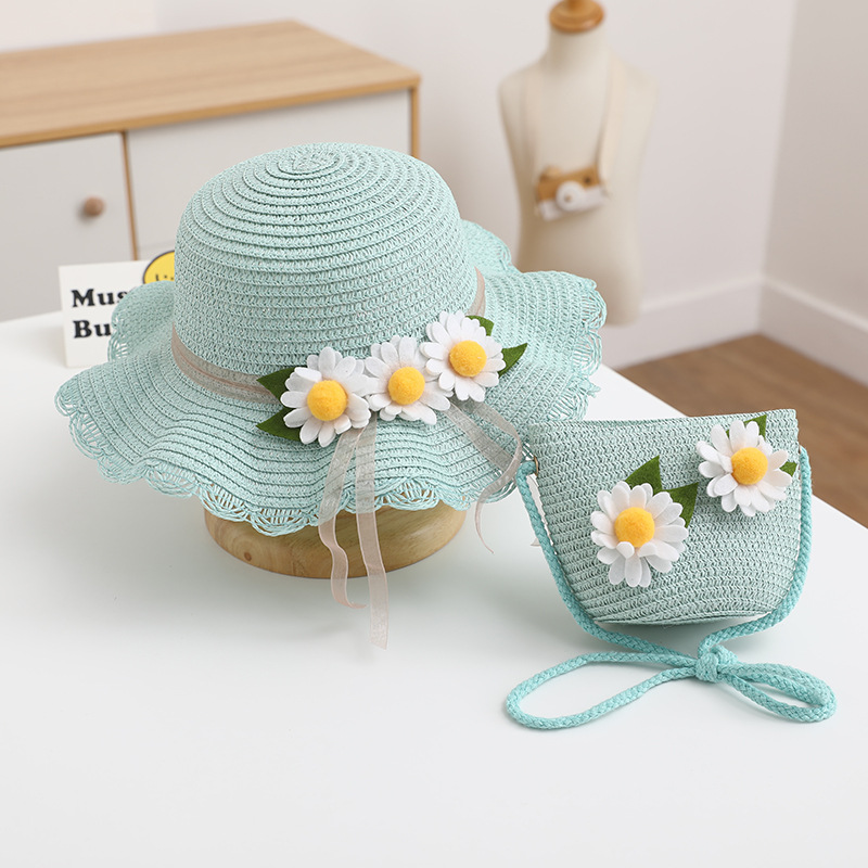 Children's Straw Hat Three Sunflowers Sunscreen