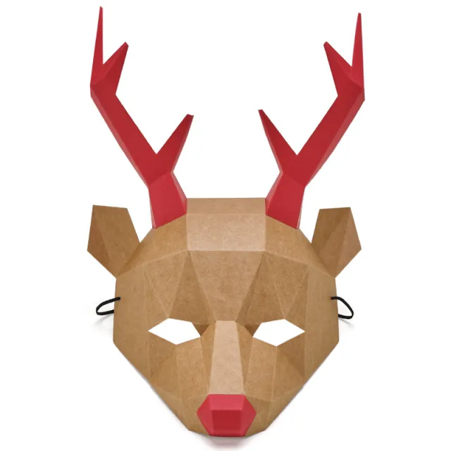 3d Half Face Mask Fox Elephant Panda Elk Half Face Elk Khaki - Shop at LoveMi