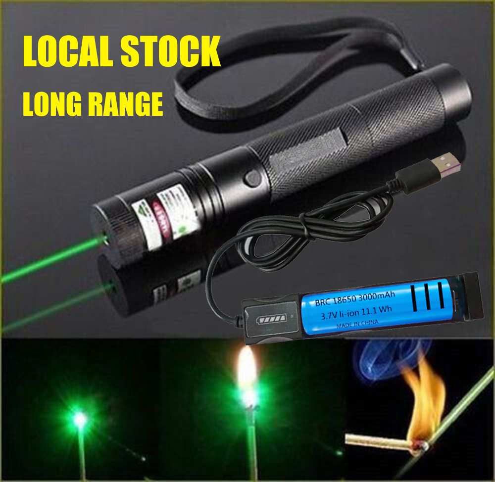Strong Green Laser Pointer Pen Light Visible Beam Lazer AAA Torch 532nm USB Rechargeable Flashlight