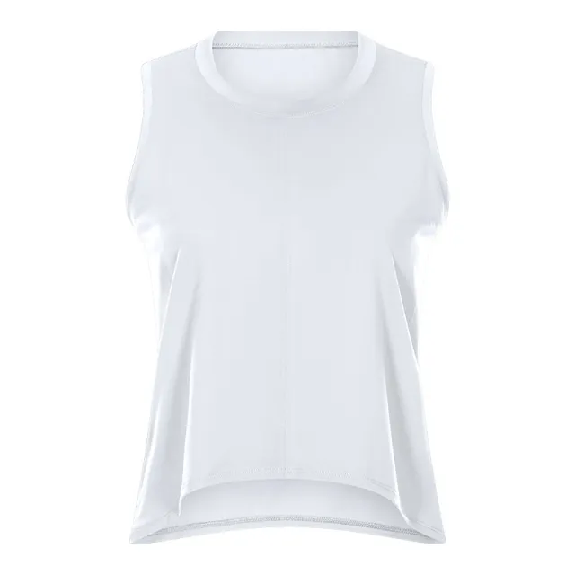 Solid Color Round Neck Loose Sleeveless Yoga Wear White - Shop at LoveMi