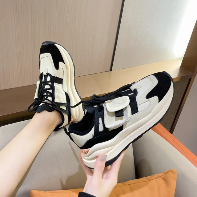 Women's Leather Moral Training Schoolbag Pocket Running Shoes Black - Shop at LoveMi