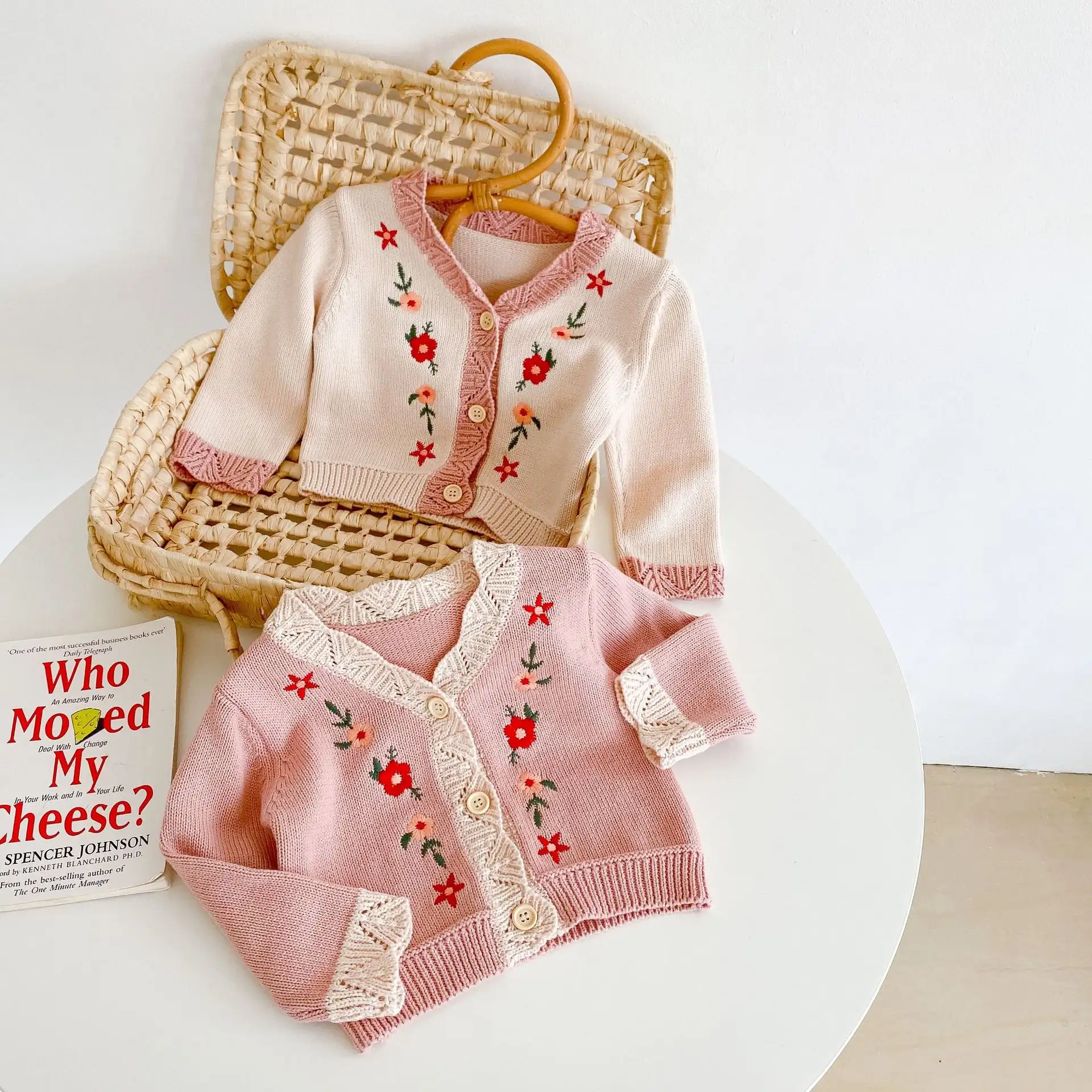 Girls' Flower Embroidered Knitted Sweater