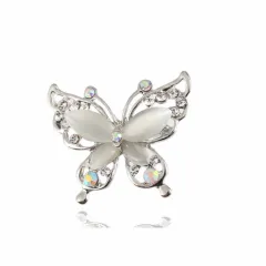 Korean Version Of Diamond-studded Butterfly Brooch - Silver - View 1