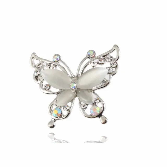 Korean Version Of Diamond studded Butterfly Brooch Silver - Shop at LoveMi