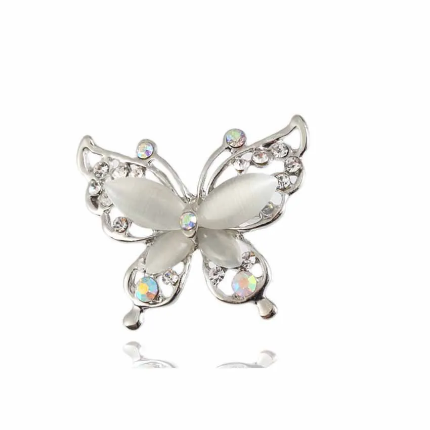 Korean Version Of Diamond-studded Butterfly Brooch - Silver