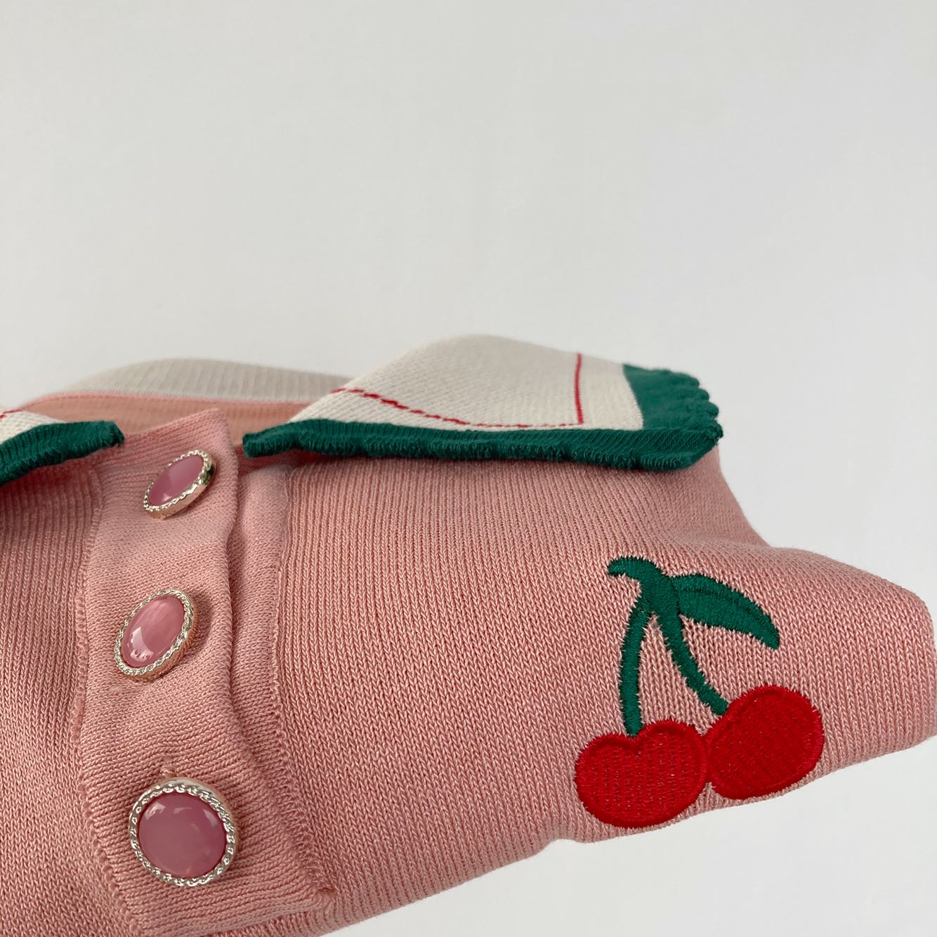 Title 1, Cherry Embroidered Lapel Temperament Short-sl...