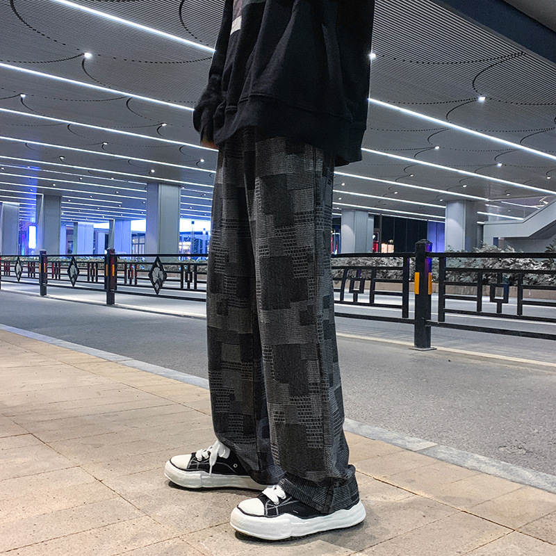 Fashion Straight Plaid Wide Leg Pants For Men