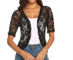 Sun Proof Shirt Solid Colour Loose Fitting Short - Black - View 1