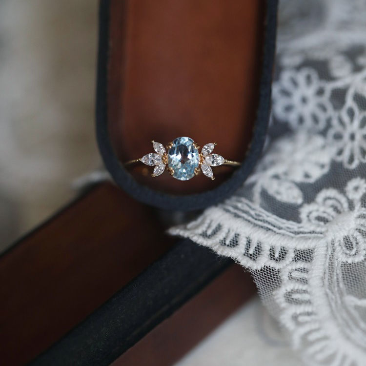 Pure Natural Sky Blue Topaz Wing Zircon S Sterling Silver Ring
