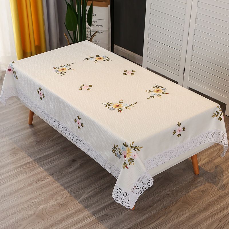 Hand Embroidered Coffee Table Rectangular Household Table Cloth — image 1