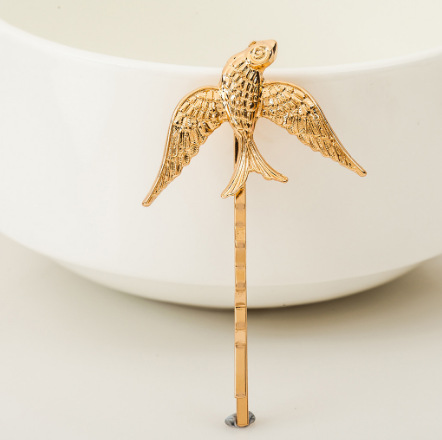 Simple Metal Small Animal Clip Geometric Shape Bird Golden - Shop at LoveMi