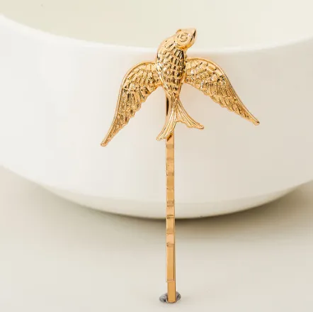 Simple Metal Small Animal Clip Geometric Shape Bird Golden - Shop at LoveMi