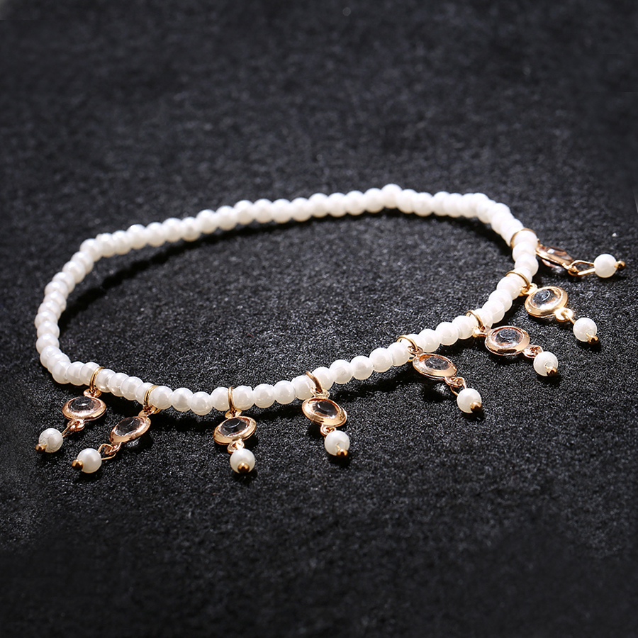 Title 2, Beach Pearl Cristal Tassel Elastic Anklet