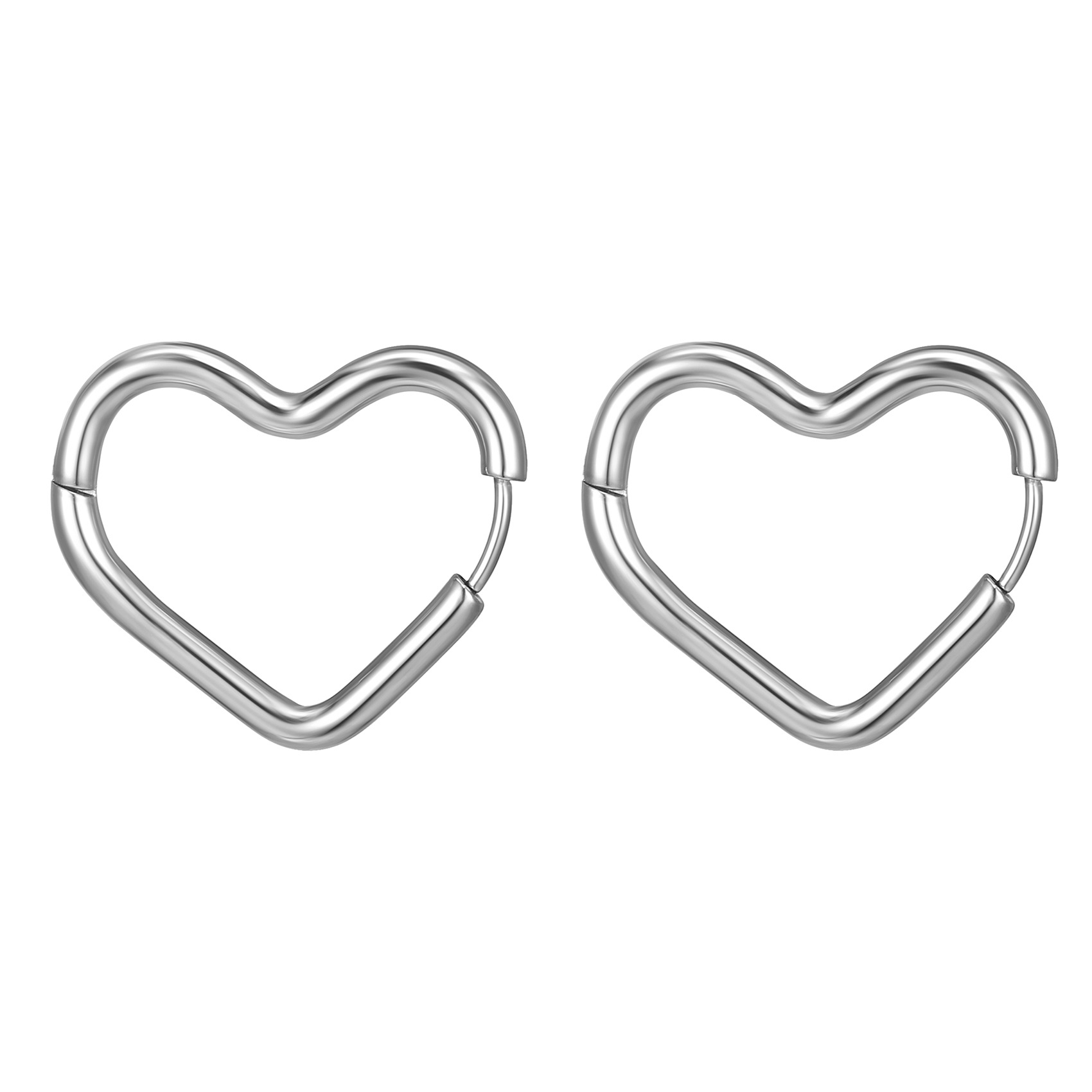 Title 7, Heart-shaped Stainless Steel Ear Clip Trendy Si...