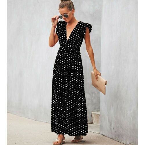 Women's Short Sleeve Tie Print Polka Dot Dress Black - Shop at LoveMi