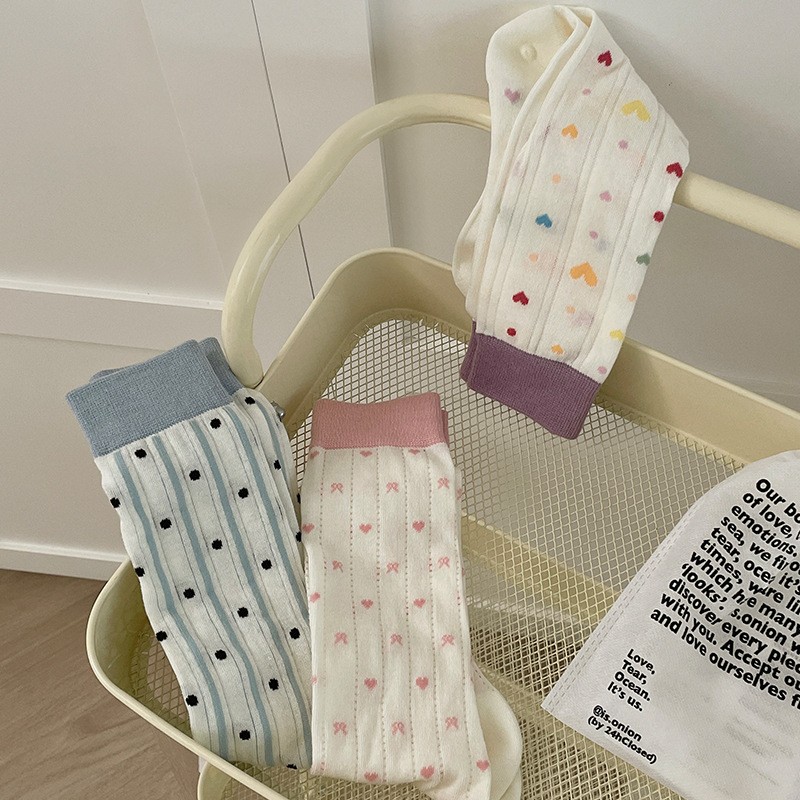 Love Wave Socks Children's Spring And Summer Long Socks Color Blocked Stacking Socks