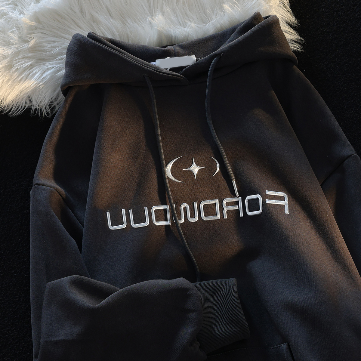 Retro High-end Three-dimensional Letter Hooded Sweater For Men And Women