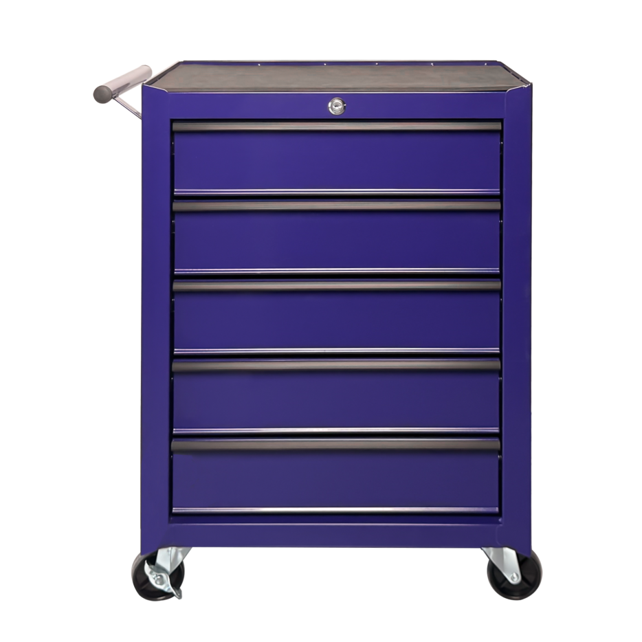 Rolling Metal Tool Chest With 5 Drawers, 20inch 5-Drawer Tool Chest Cabinet With Ball Bearing Drawer Slides, Steel Tool Storage Box Organizer -PURPLE — foto 4