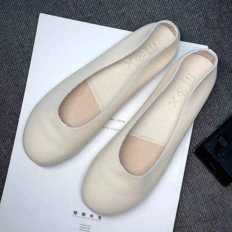 Round Toe All-match Breathable Shallow Soft Leather Maternity Shoes