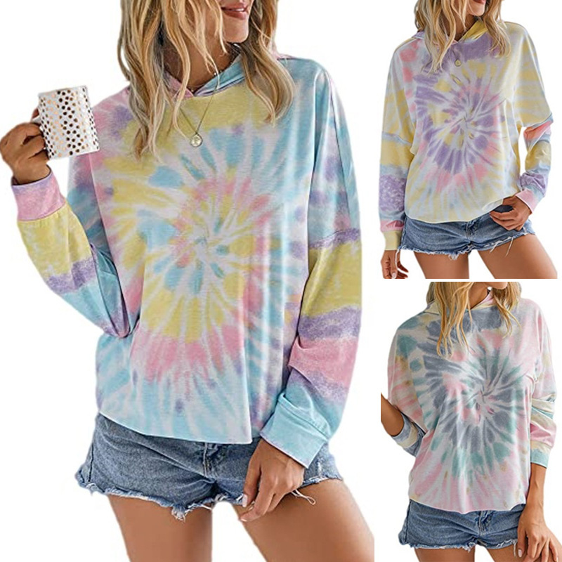 Title 4, European And American Tie-dye Printed Hooded Lo...